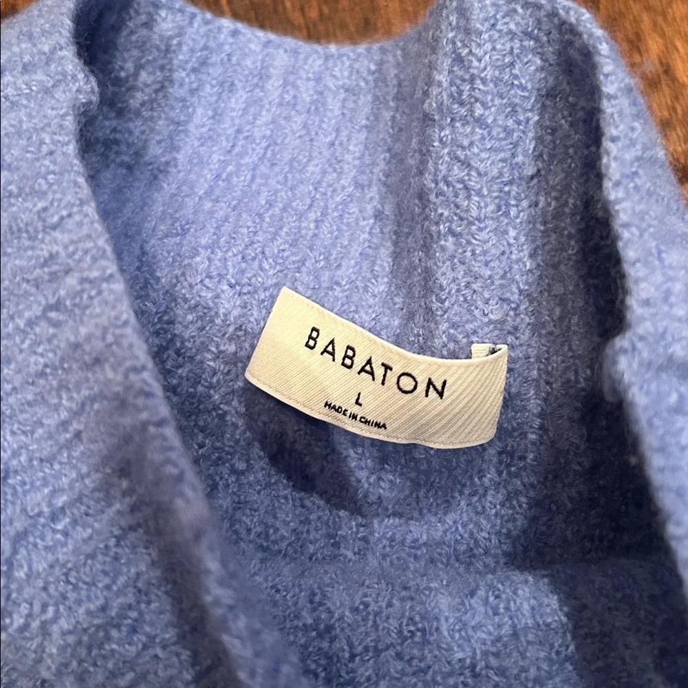 Babaton Textured Knit Cowl Sweater in Blue - Picture 3 of 7